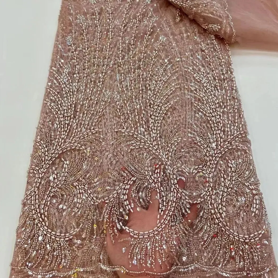 5 YARDS / 10 COLORS / Vicalemo Sequin Beaded Embroidery Tulle Mesh Lace Dress Fabric
