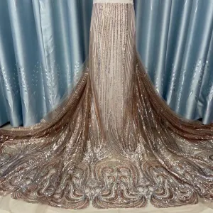 5 YARDS / 5 COLORS / Juliette Rose Gold Green Silver Gold Blue Floral Sequin Beaded Glitter Embroidery Mesh Lace Party Prom Bridal Dress Fabric