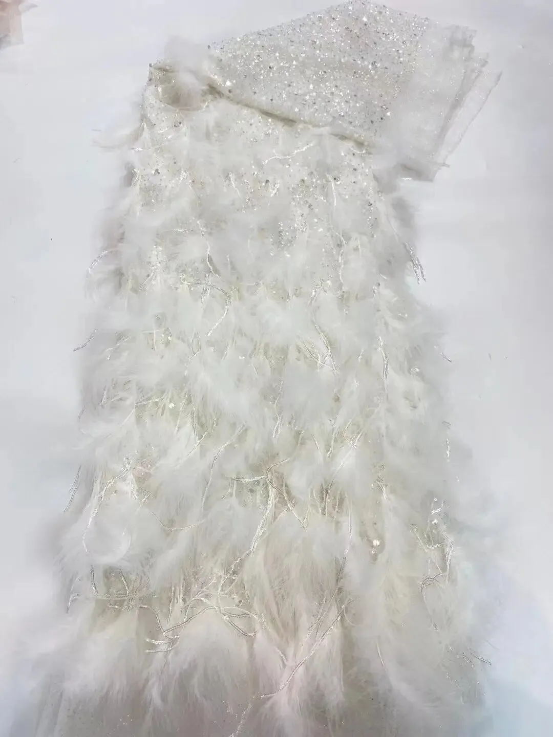 5 YARDS / 5 COLORS / Vinscel Fur Sequin Beaded Embroidery Tulle Mesh Dance Lace Dress Fabric