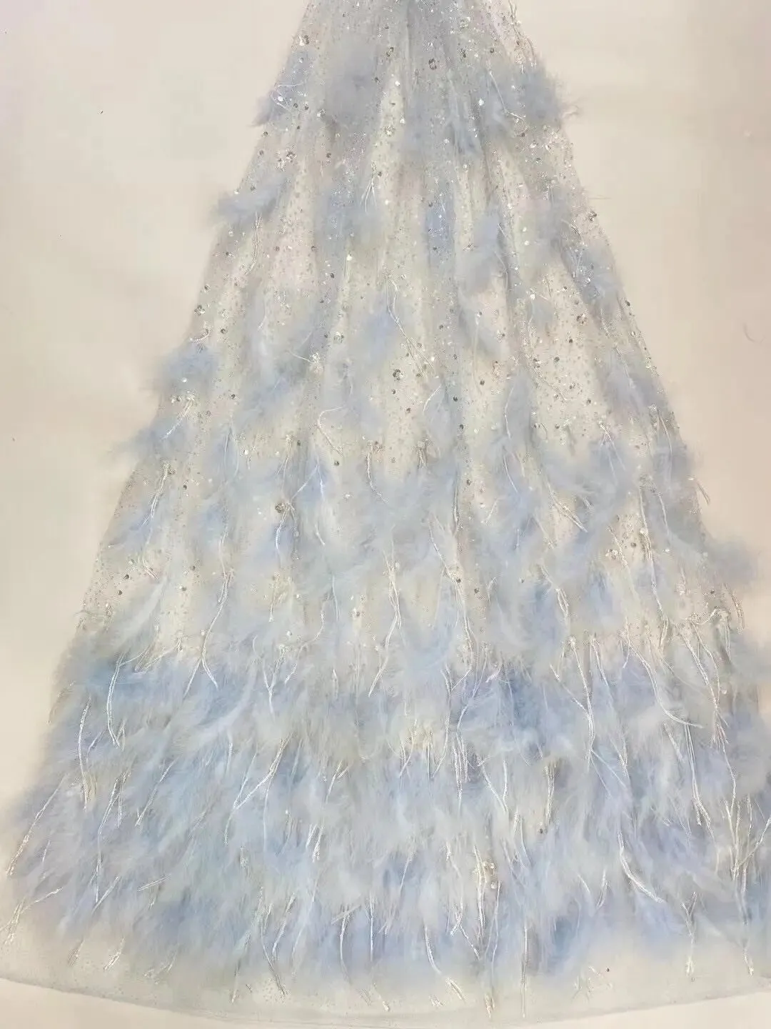 5 YARDS / 5 COLORS / Vinscel Fur Sequin Beaded Embroidery Tulle Mesh Dance Lace Dress Fabric