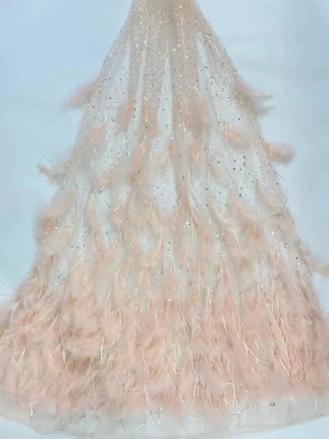 5 YARDS / 5 COLORS / Vinscel Fur Sequin Beaded Embroidery Tulle Mesh Dance Lace Dress Fabric