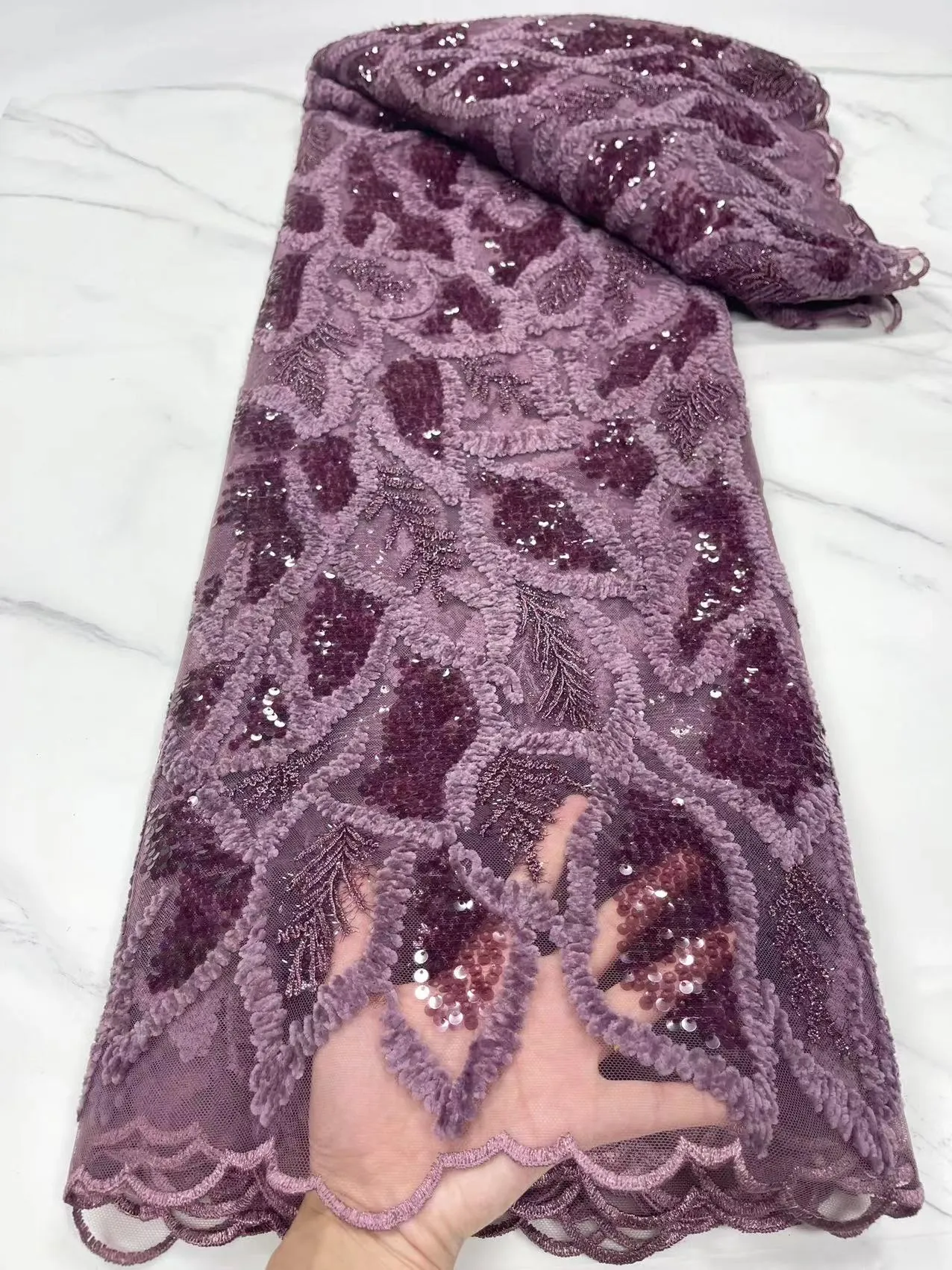 5 YARDS / 7 COLORS / Floral Glitter Sequin Beaded Embroidery Tulle Mesh Lace Party Prom Bridal Dress Fabric