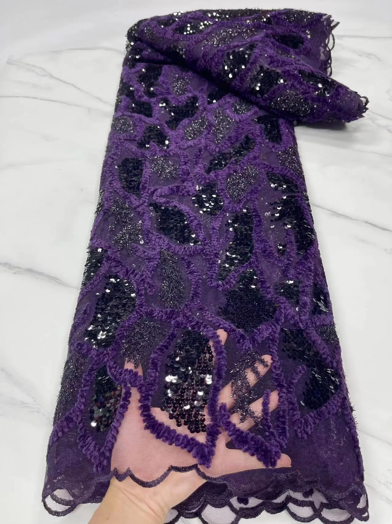 5 YARDS / 7 COLORS / Floral Glitter Sequin Beaded Embroidery Tulle Mesh Lace Party Prom Bridal Dress Fabric