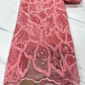 5 YARDS / 7 COLORS / Floral Glitter Sequin Beaded Embroidery Tulle Mesh Lace Party Prom Bridal Dress Fabric