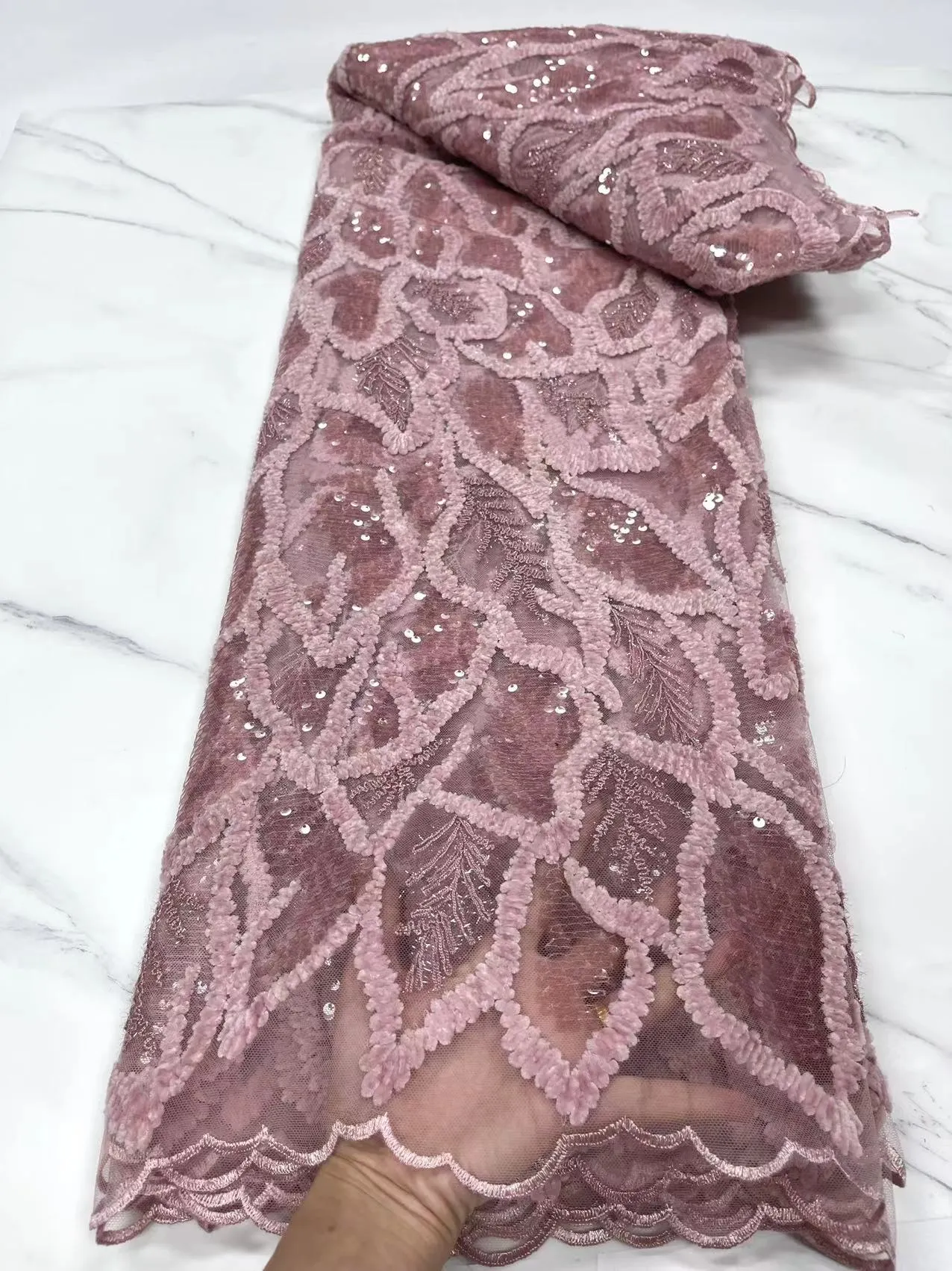 5 YARDS / 7 COLORS / Floral Glitter Sequin Beaded Embroidery Tulle Mesh Lace Party Prom Bridal Dress Fabric