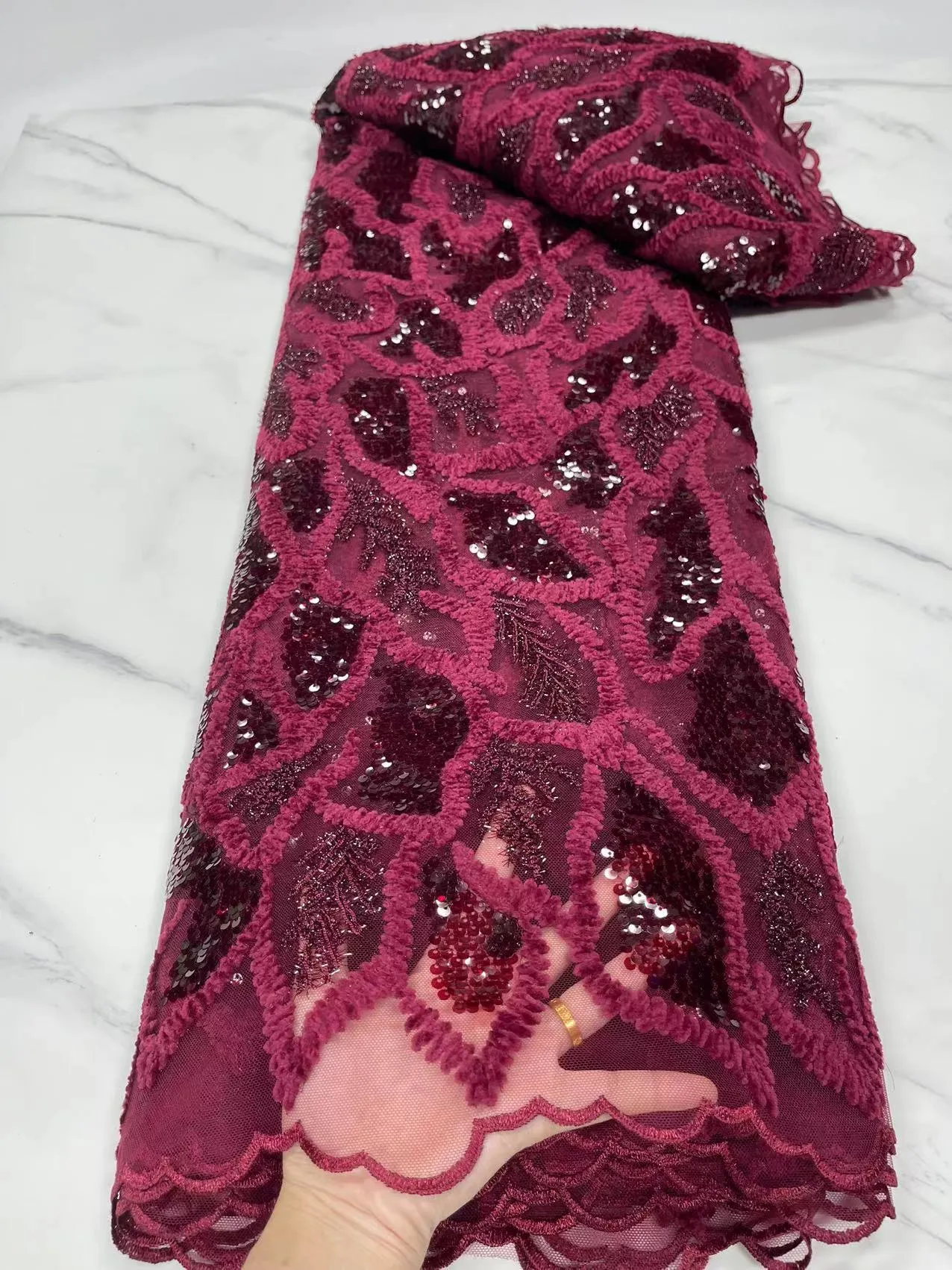 5 YARDS / 7 COLORS / Floral Glitter Sequin Beaded Embroidery Tulle Mesh Lace Party Prom Bridal Dress Fabric