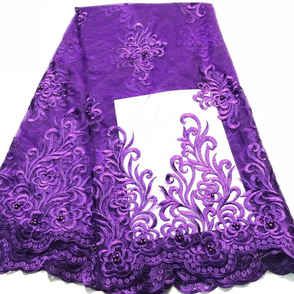 5 YARDS / 7 COLORS / Hina Royal Crochet Mesh Ground Embroidery Mesh Lace / Party Prom Bridal Dress Fabric