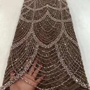 5 YARDS / 9 COLORS / Lejsola Fur Sequin Beaded Embroidery Tulle Mesh Lace Dress Fabric