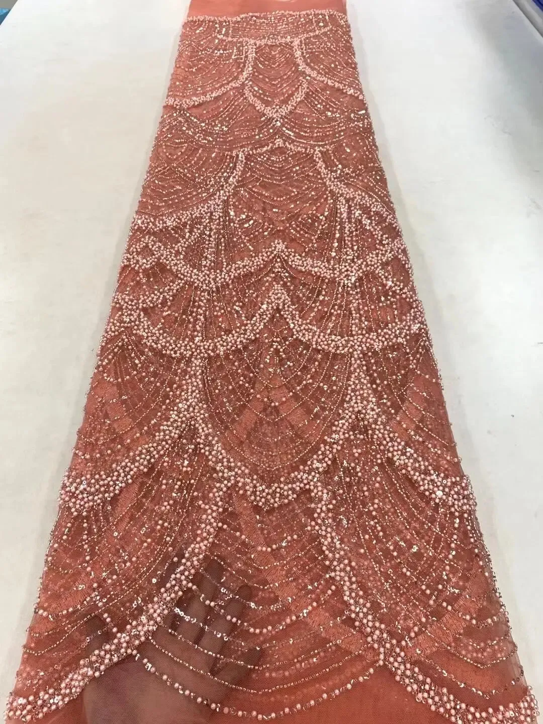 5 YARDS / 9 COLORS / Lejsola Fur Sequin Beaded Embroidery Tulle Mesh Lace Dress Fabric