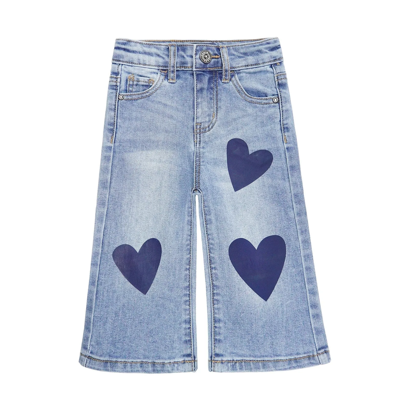 Baby Little Girl Jeans Simple Design Wide Leg Flared Hem Denim Pants
