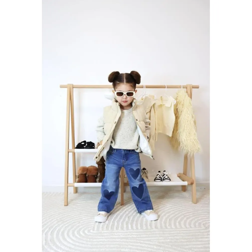 Baby Little Girl Jeans Simple Design Wide Leg Flared Hem Denim Pants