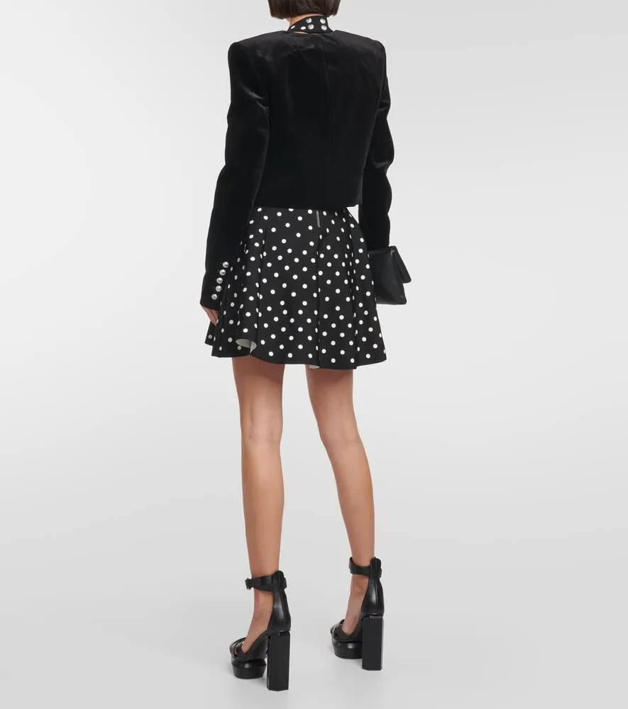 Balmain Embellished cropped velvet blazer