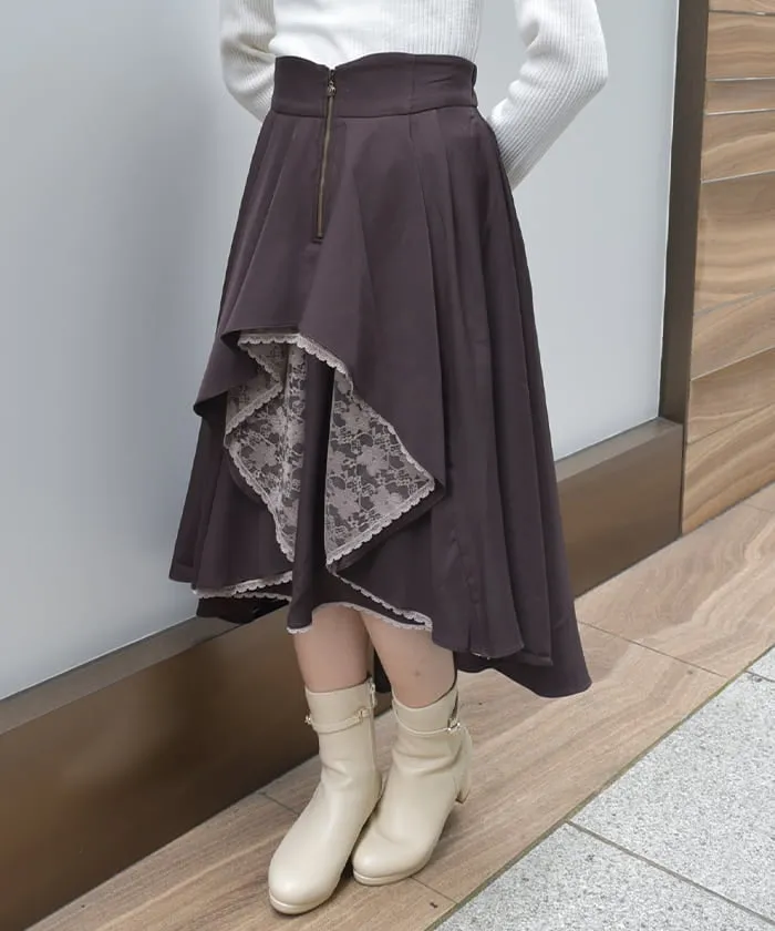 Bicolor Irregular Hem Skirt