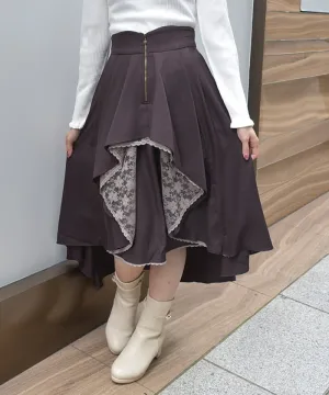 Bicolor Irregular Hem Skirt