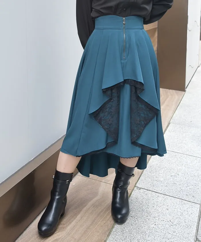 Bicolor Irregular Hem Skirt