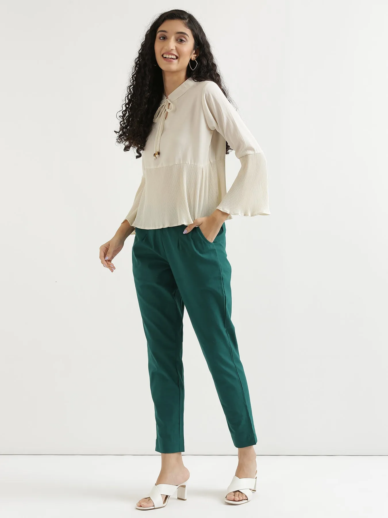 Bottle Green 100% Cotton Pant