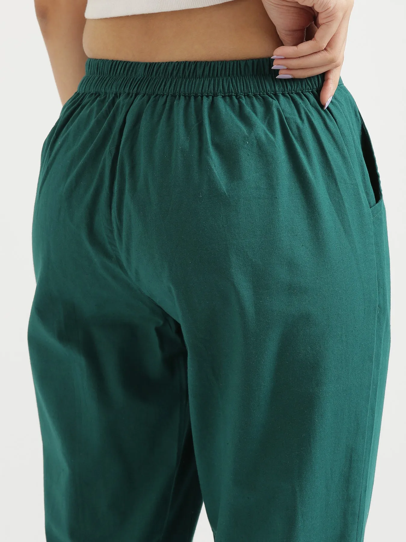 Bottle Green 100% Cotton Pant