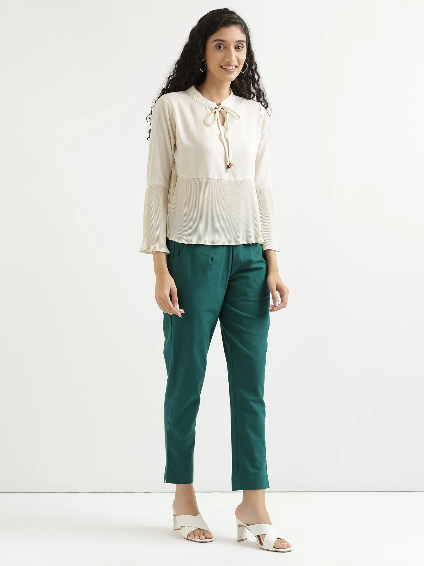Bottle Green 100% Cotton Pant