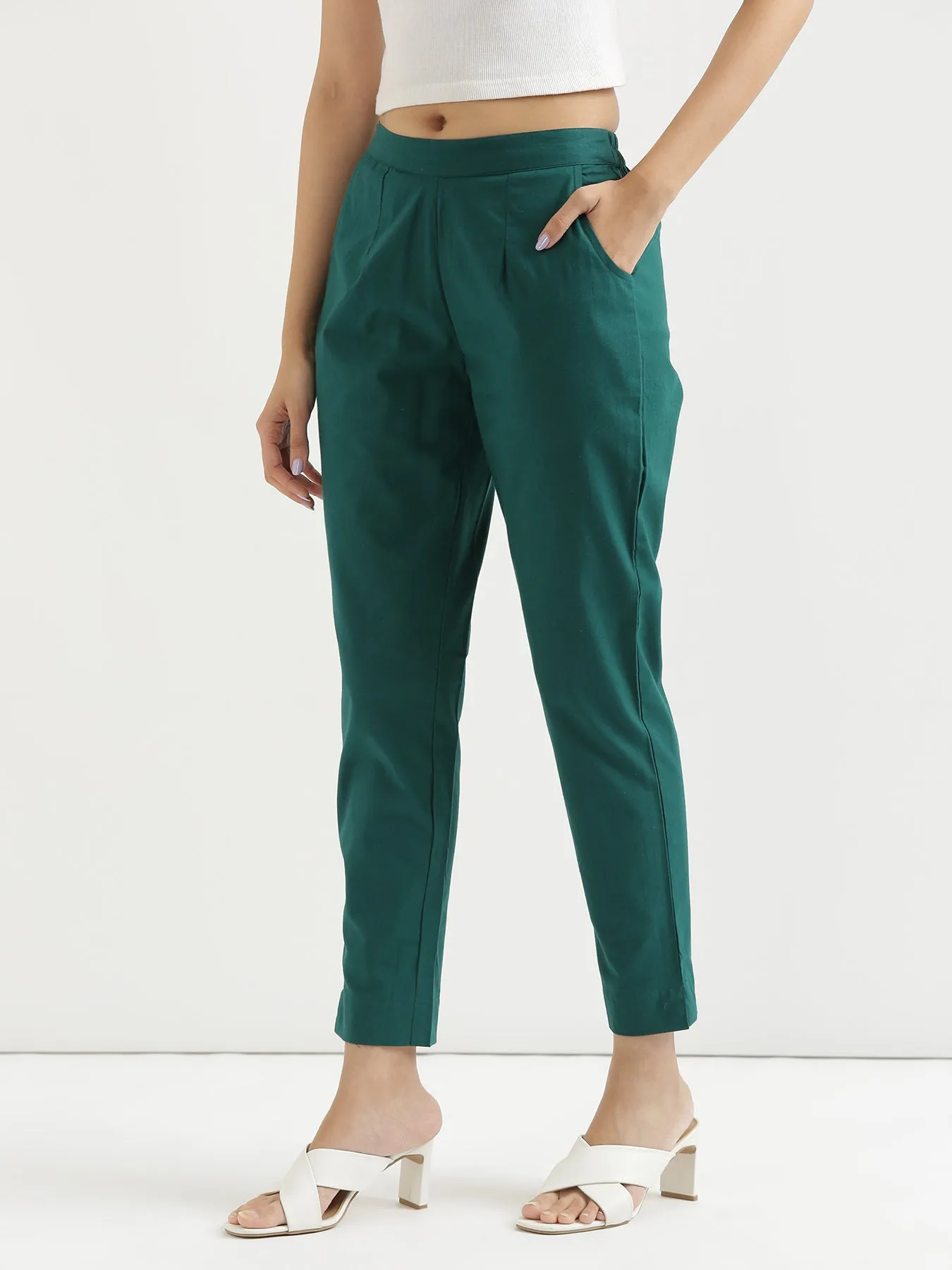 Bottle Green 100% Cotton Pant