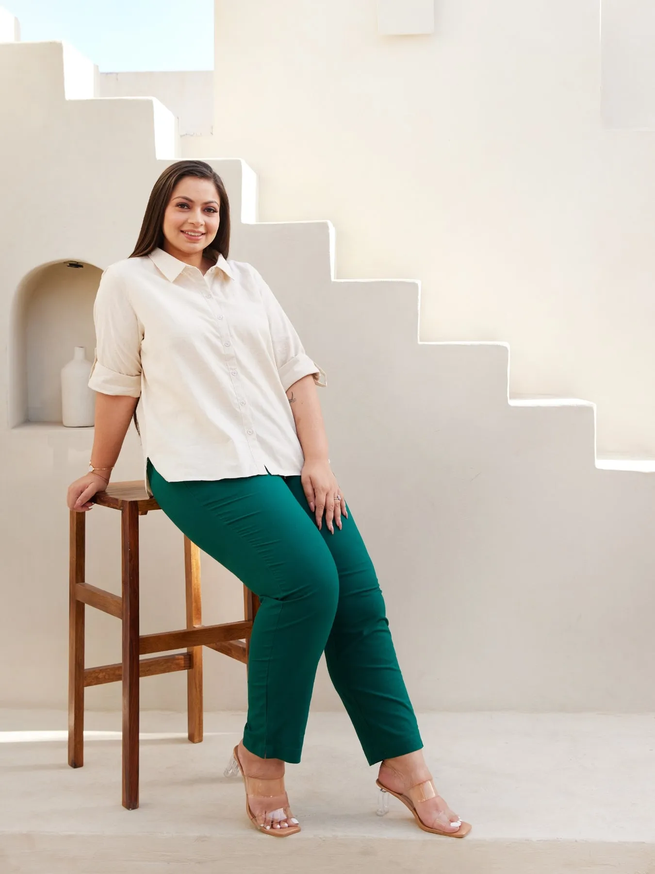 Bottle Green 100% Cotton Pant