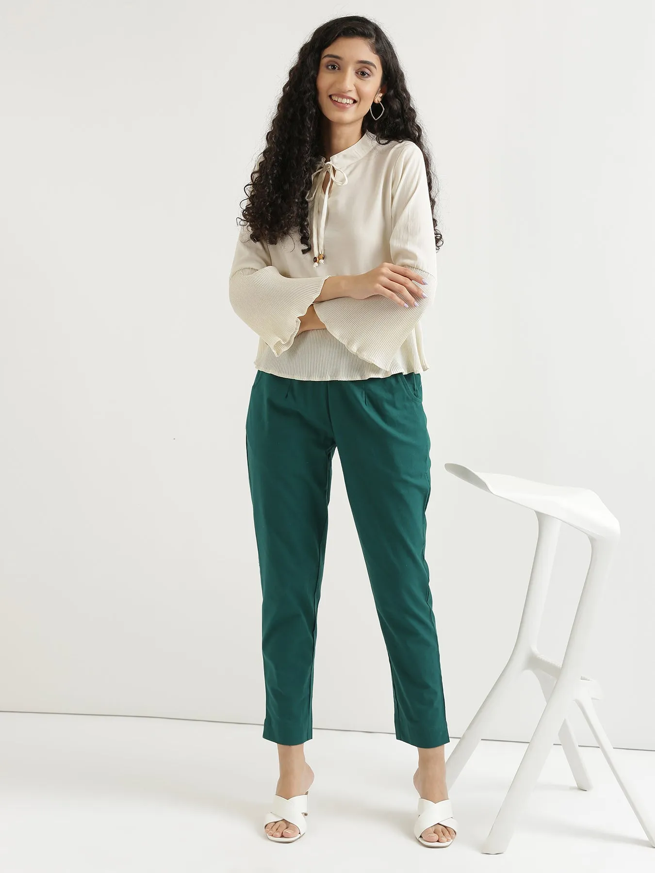 Bottle Green 100% Cotton Pant