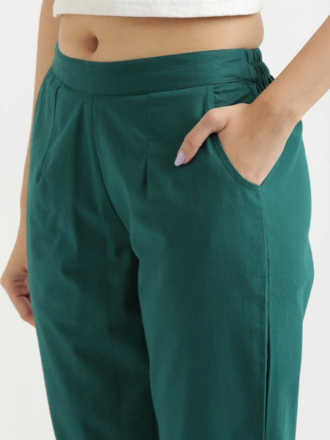 Bottle Green 100% Cotton Pant