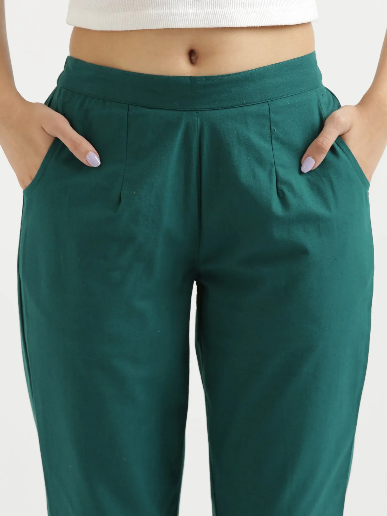 Bottle Green 100% Cotton Pant