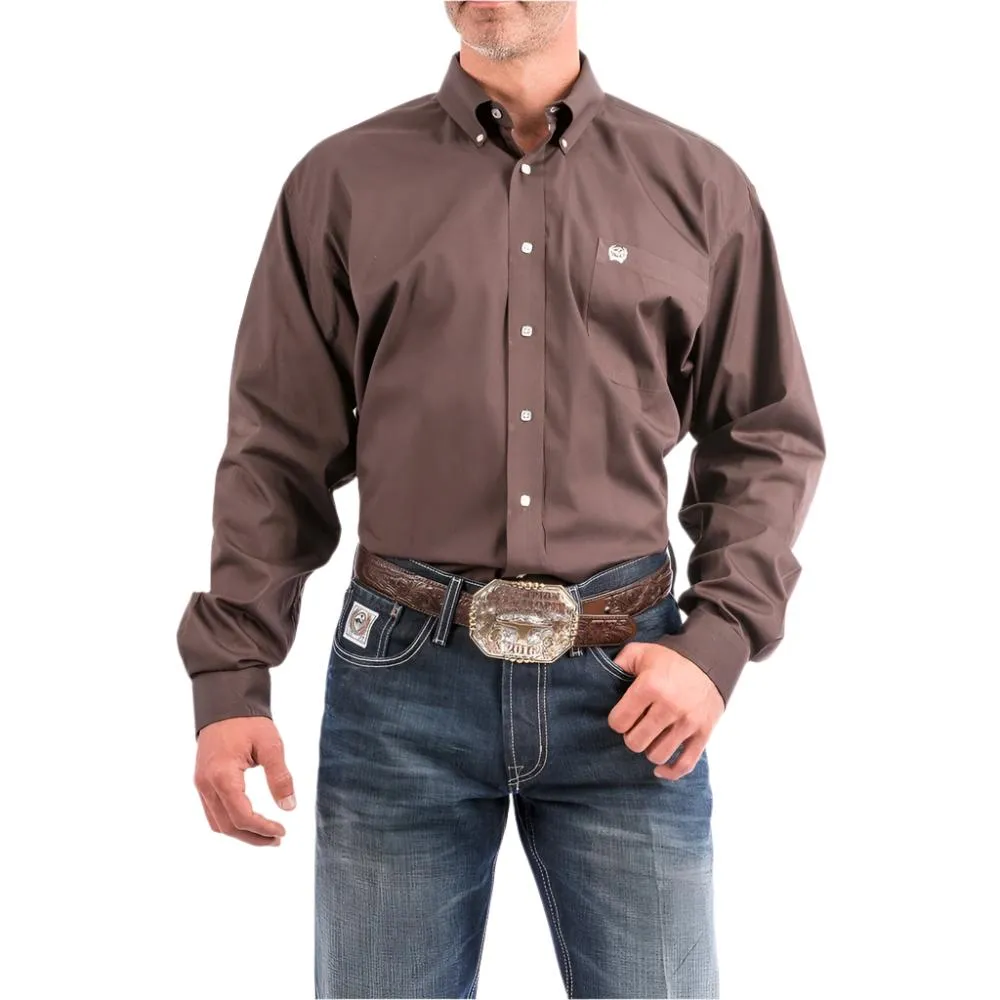 Cinch Mens Brown Long Sleeve Button Down Shirt - MTW1104236-BRN