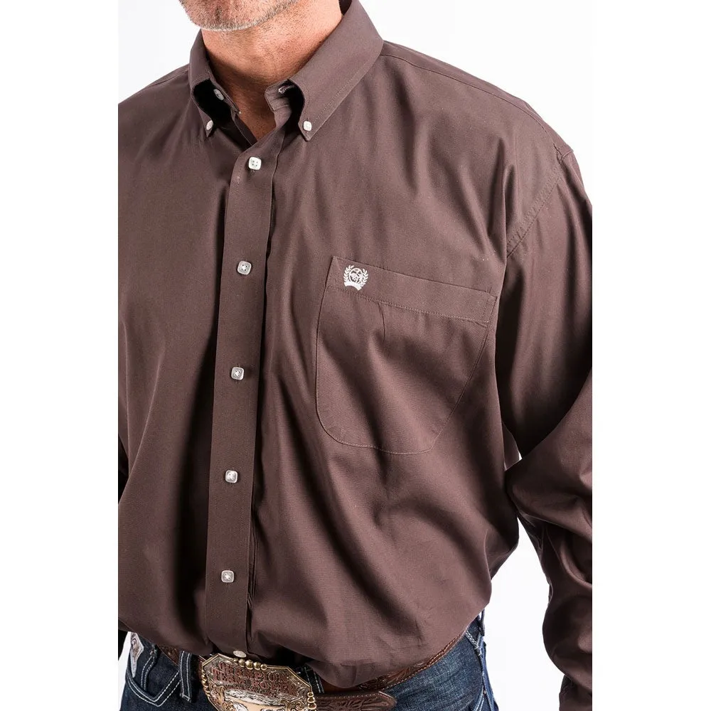 Cinch Mens Brown Long Sleeve Button Down Shirt - MTW1104236-BRN