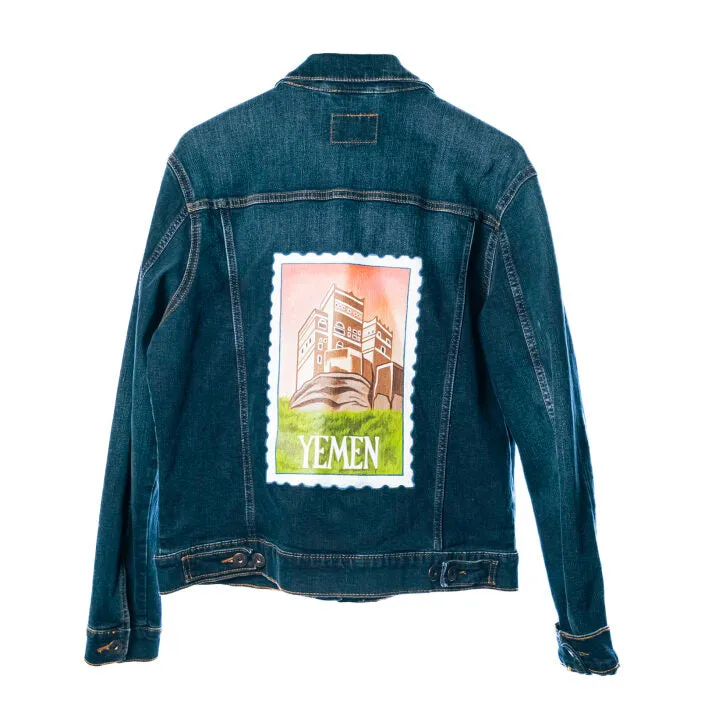 Custom Vintage Stamp Hand Painted Denim Jacket