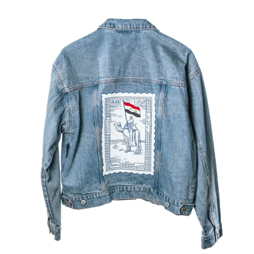 Custom Vintage Stamp Hand Painted Denim Jacket