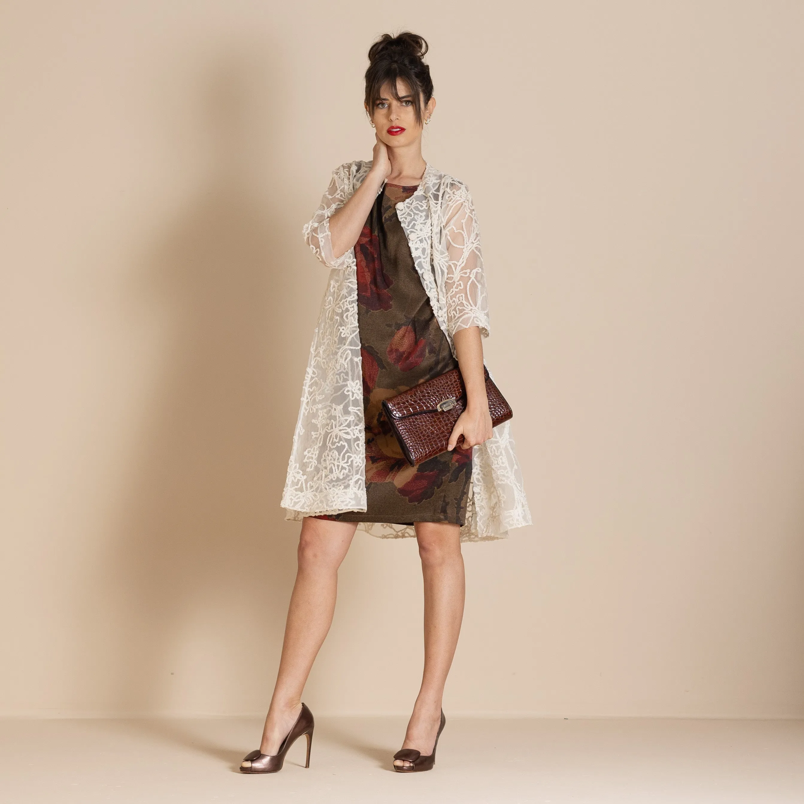 damask roses shift dress