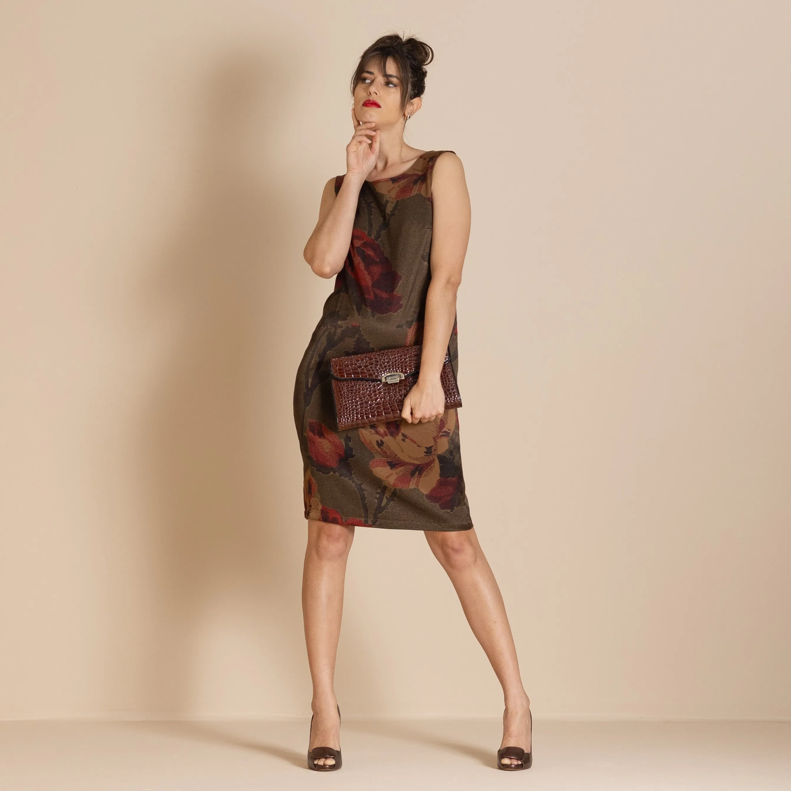 damask roses shift dress