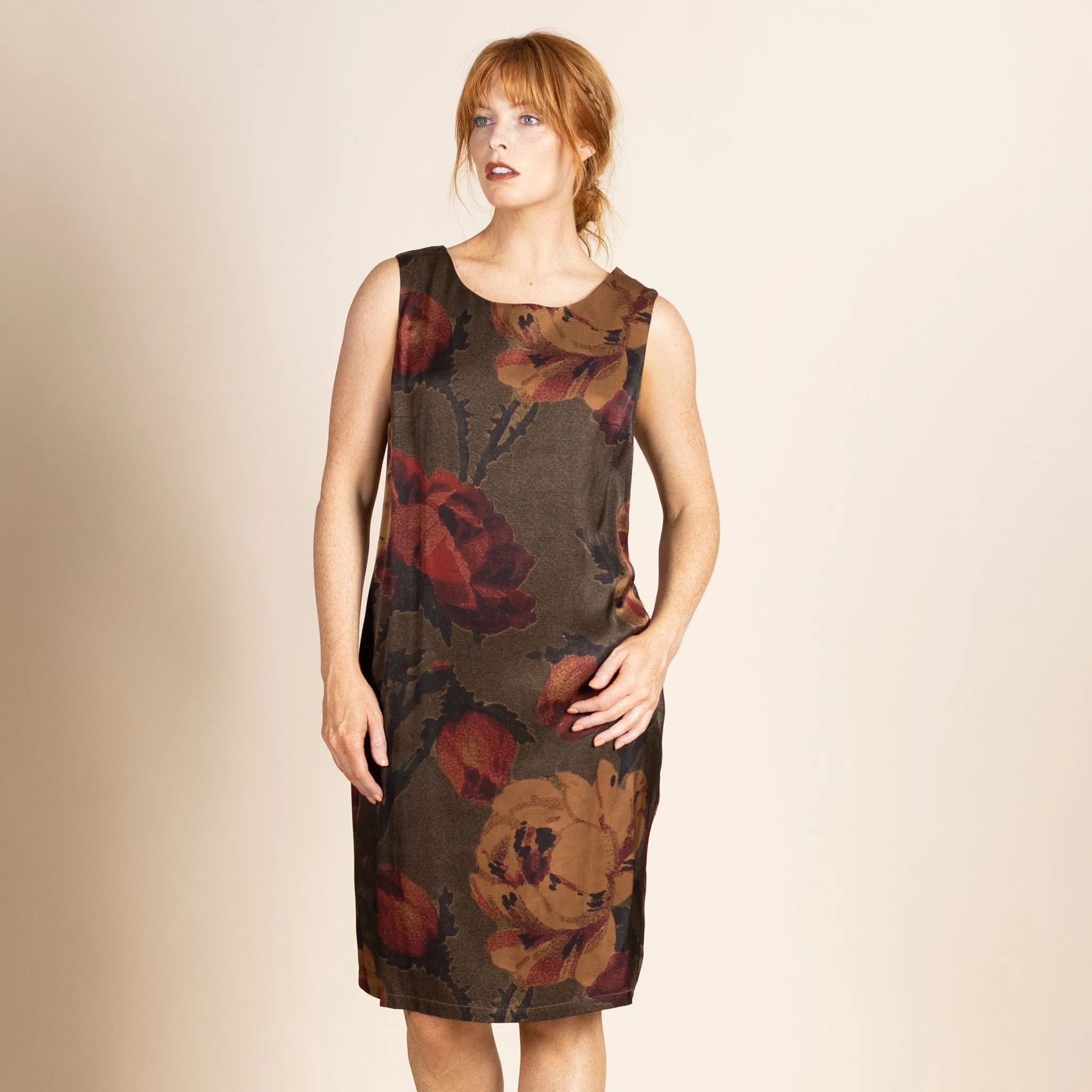 damask roses shift dress