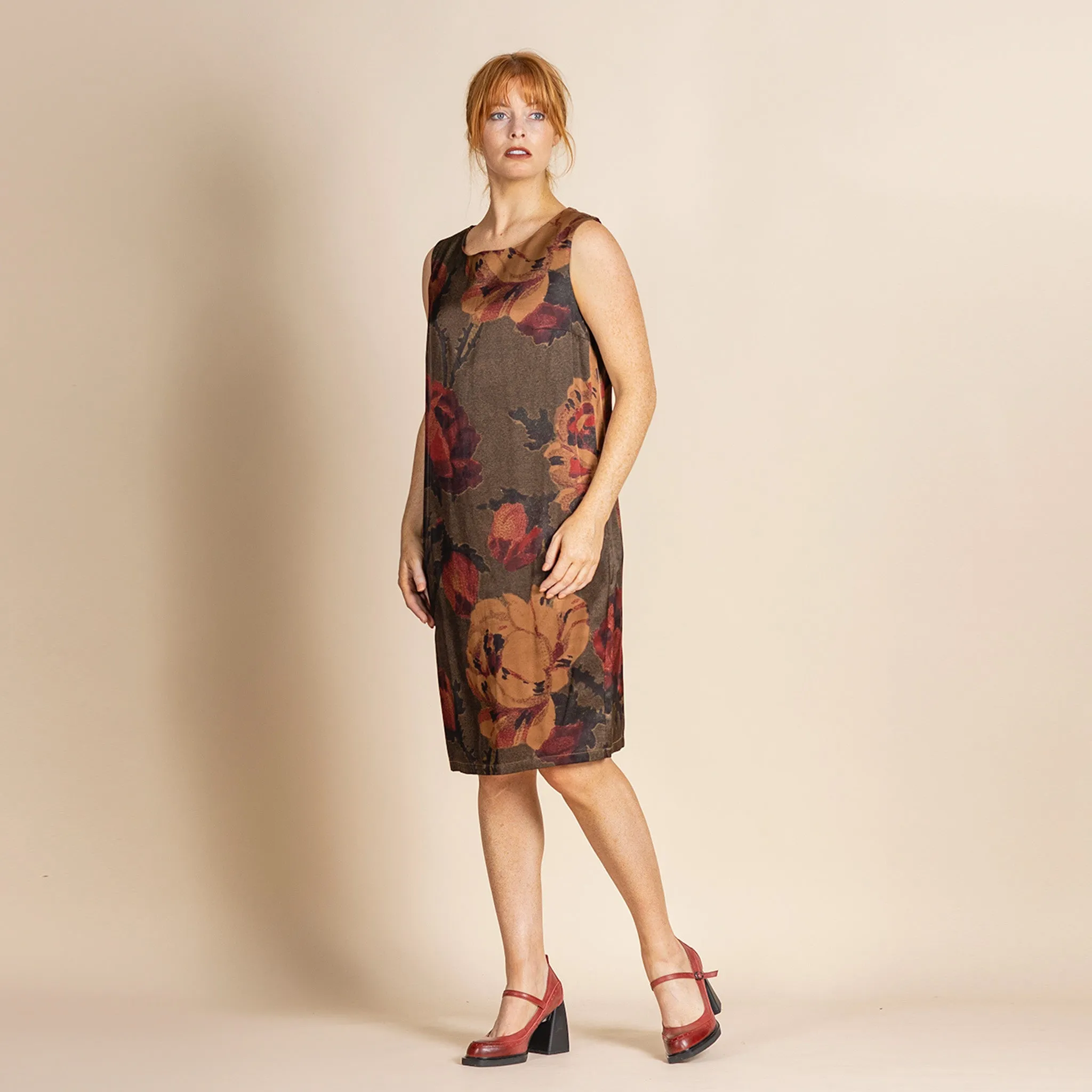 damask roses shift dress