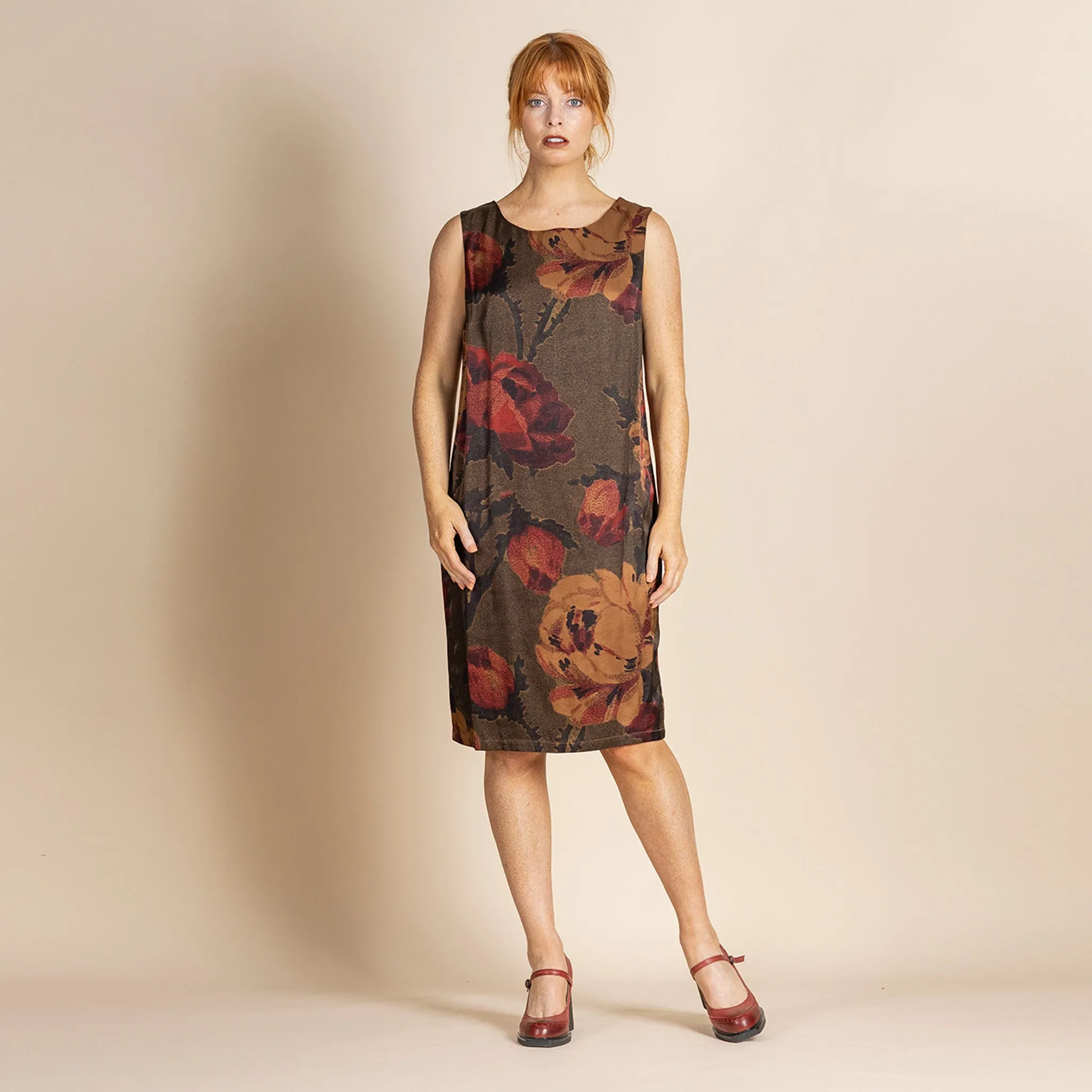 damask roses shift dress