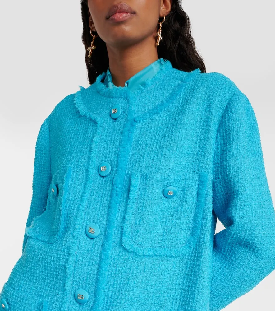 Dolce&Gabbana Fringed wool-blend tweed jacket