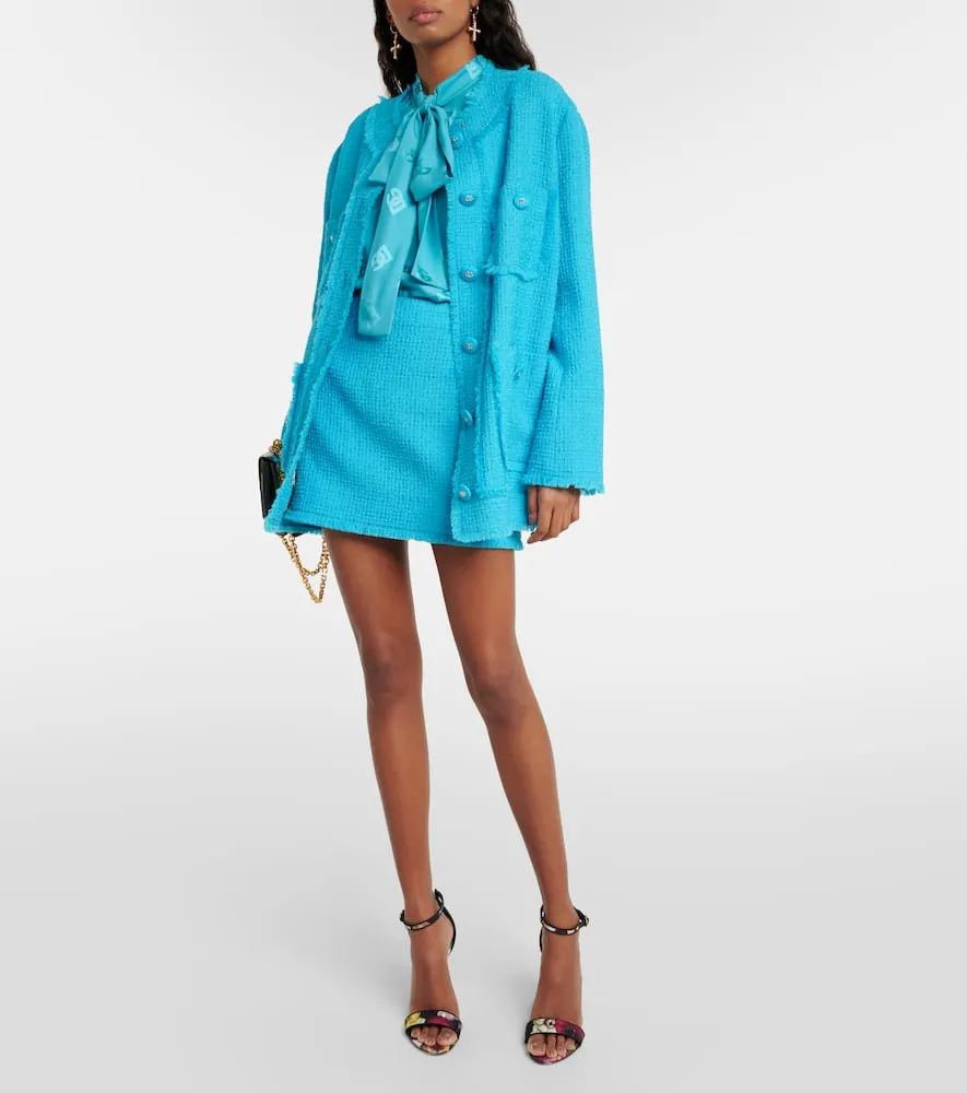 Dolce&Gabbana Fringed wool-blend tweed jacket