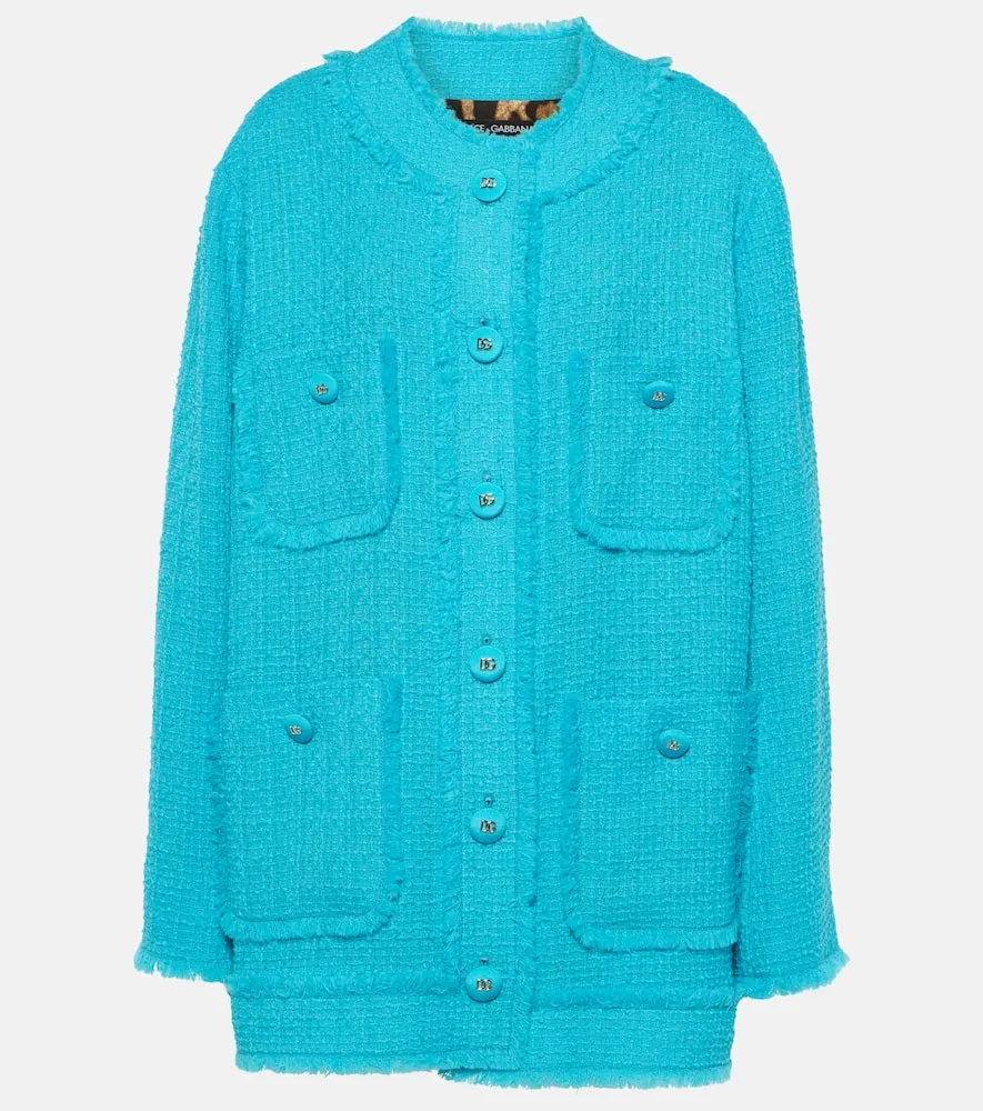 Dolce&Gabbana Fringed wool-blend tweed jacket