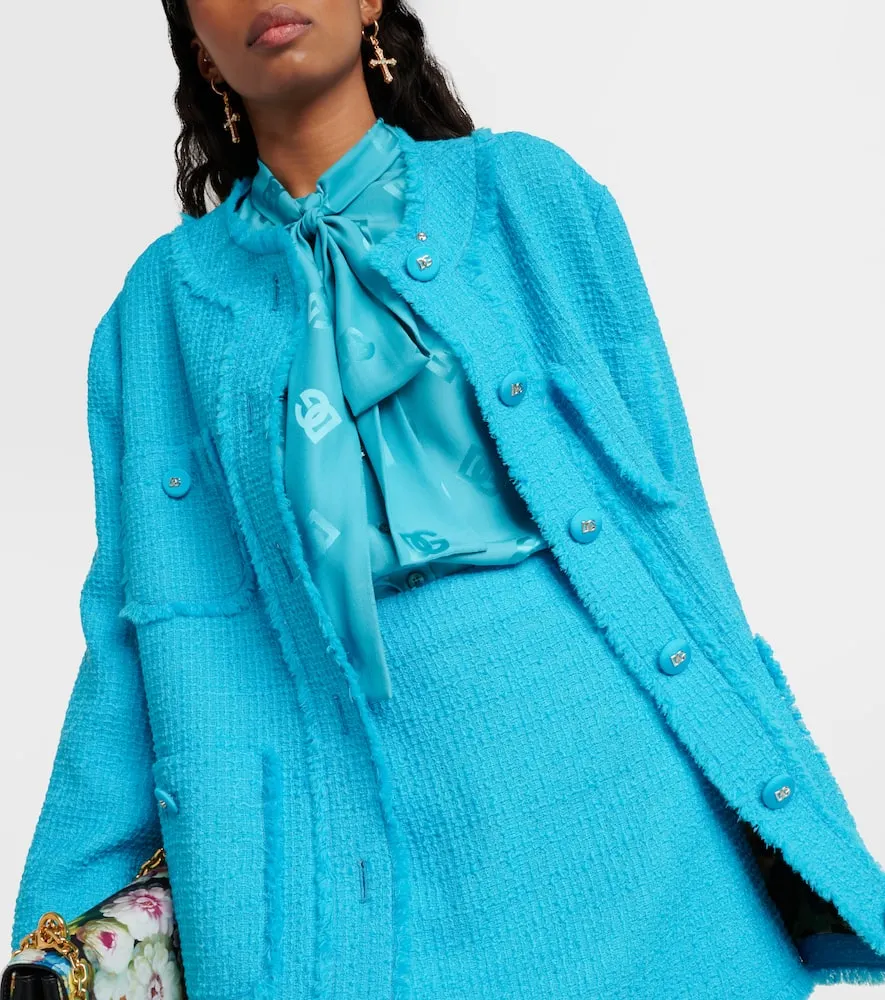 Dolce&Gabbana Fringed wool-blend tweed jacket