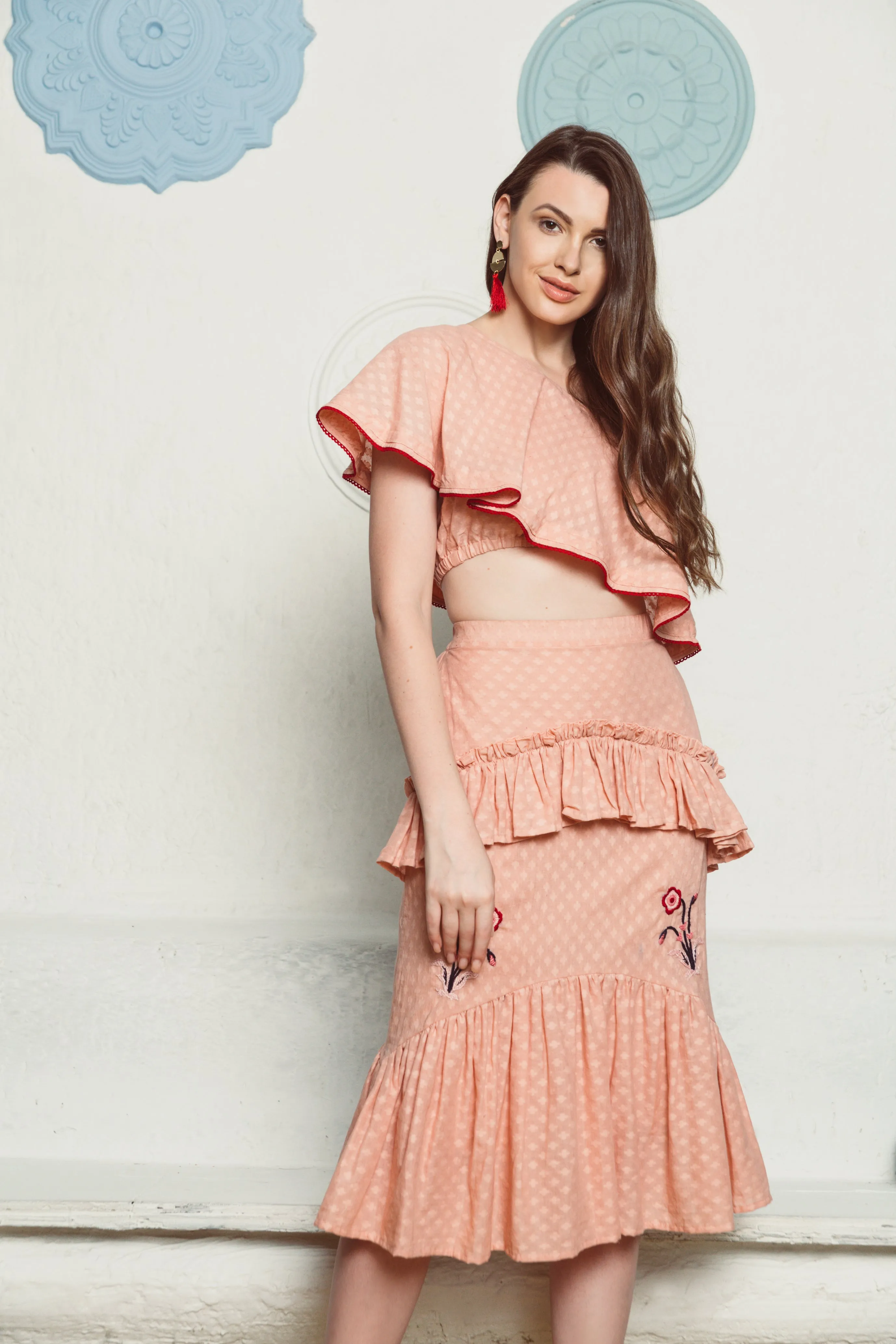 Flora Cotton Ruffle Skirt
