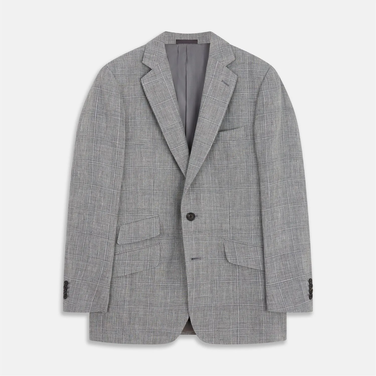 Grey Multi Check Linen Blend Barrington Blazer