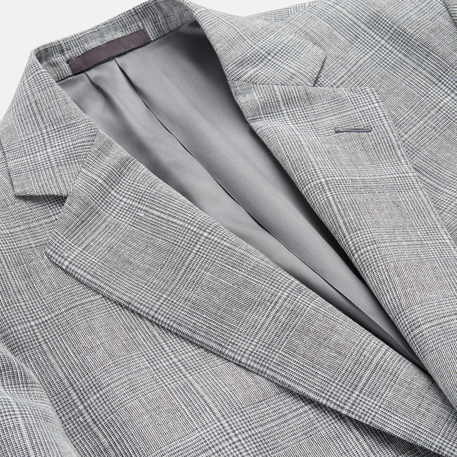 Grey Multi Check Linen Blend Barrington Blazer