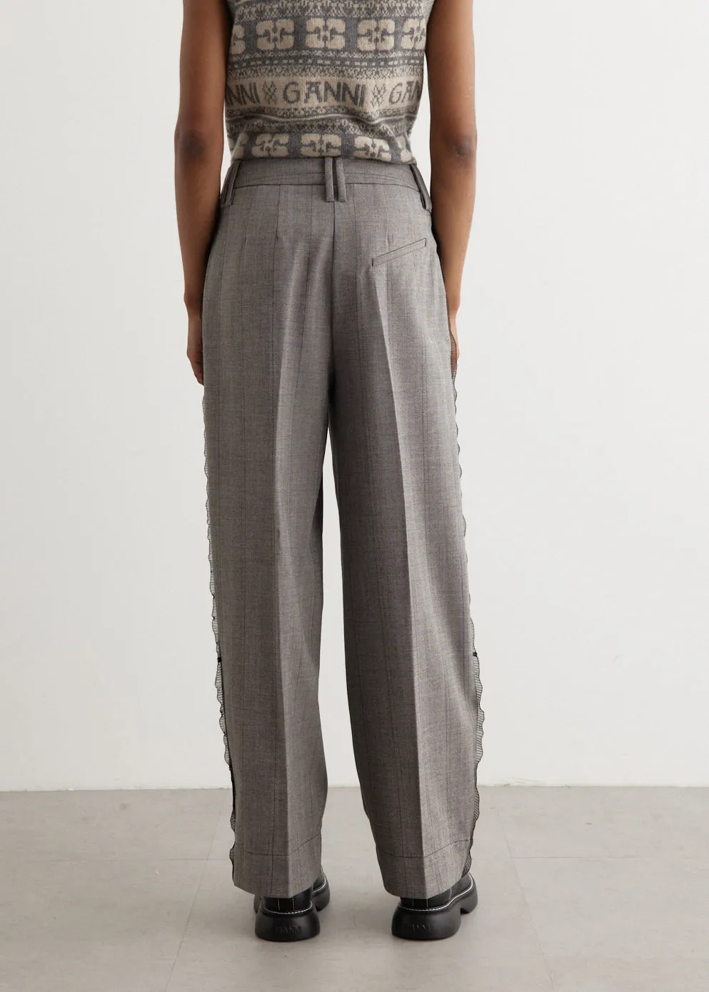 Herringbone Suiting Relaxed Pleated Pants