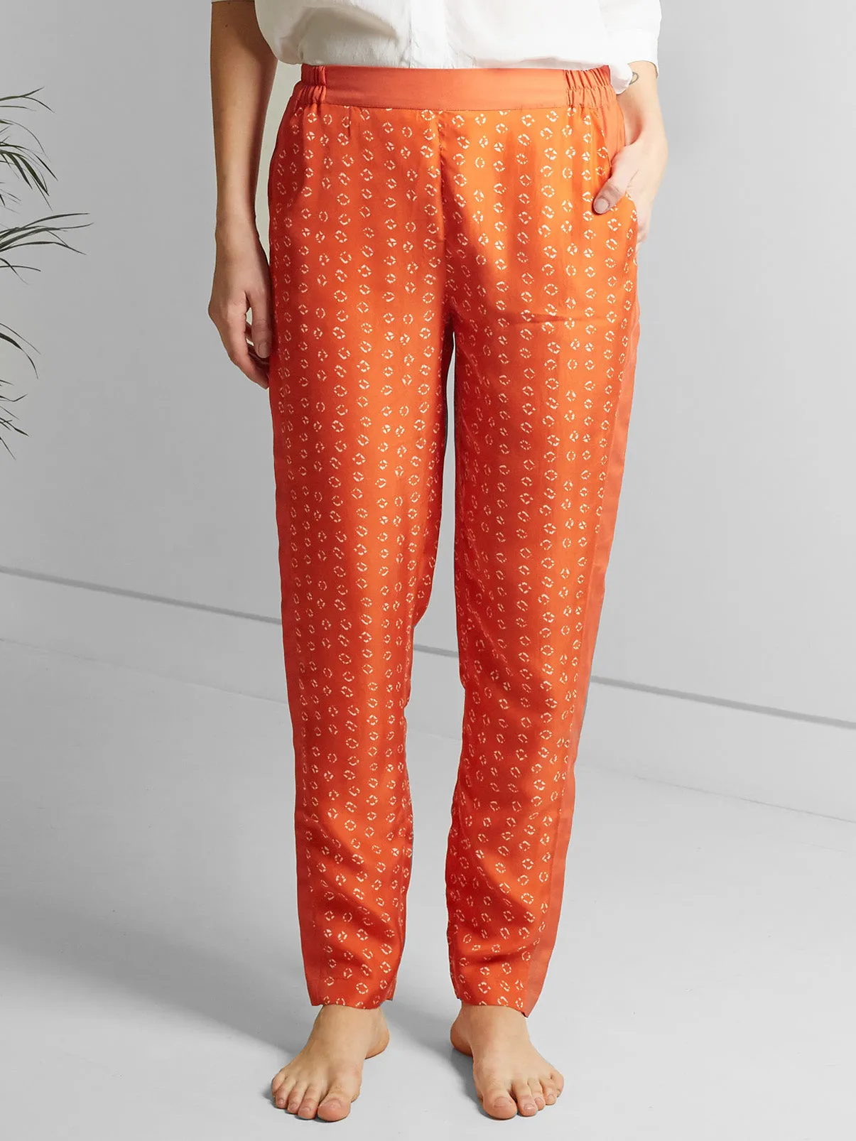 Hilda Trousers - Orange Bandhani Silk