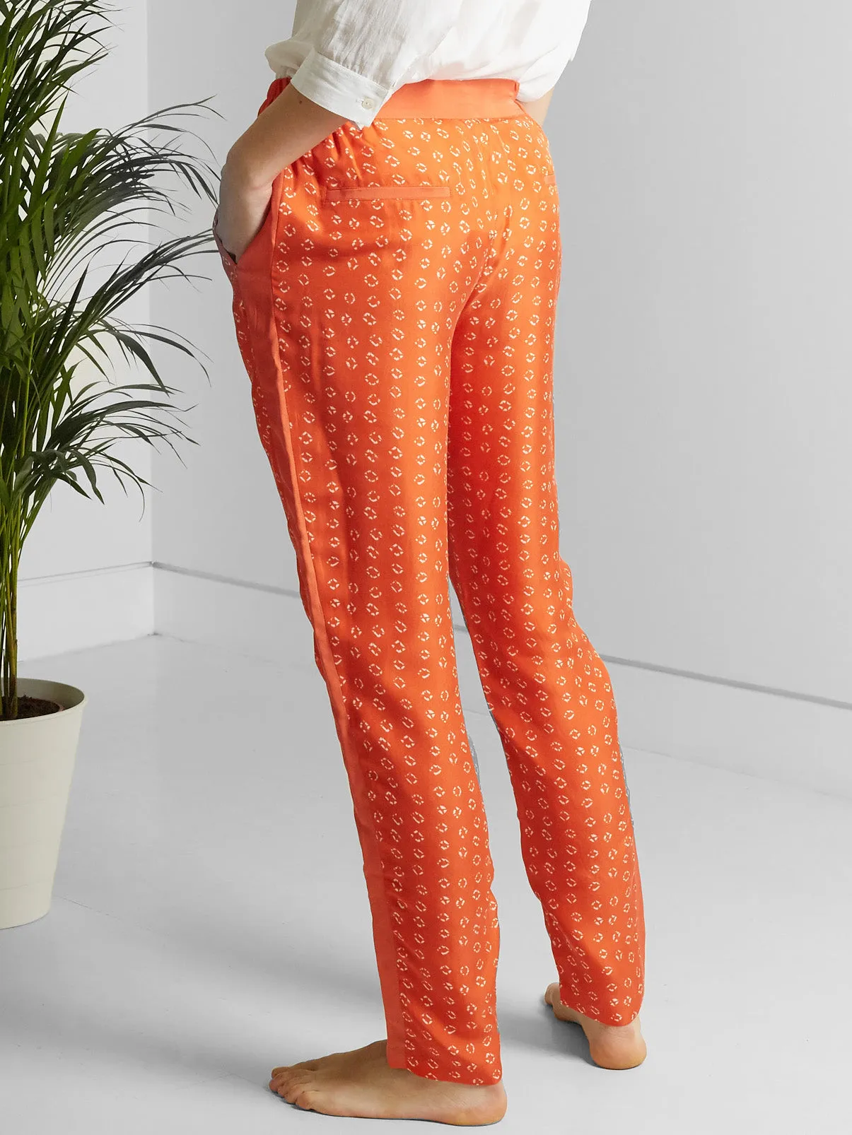Hilda Trousers - Orange Bandhani Silk