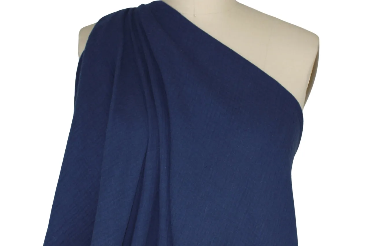 Italian Cotton Gauze Double Cloth - Deep Navy Blue