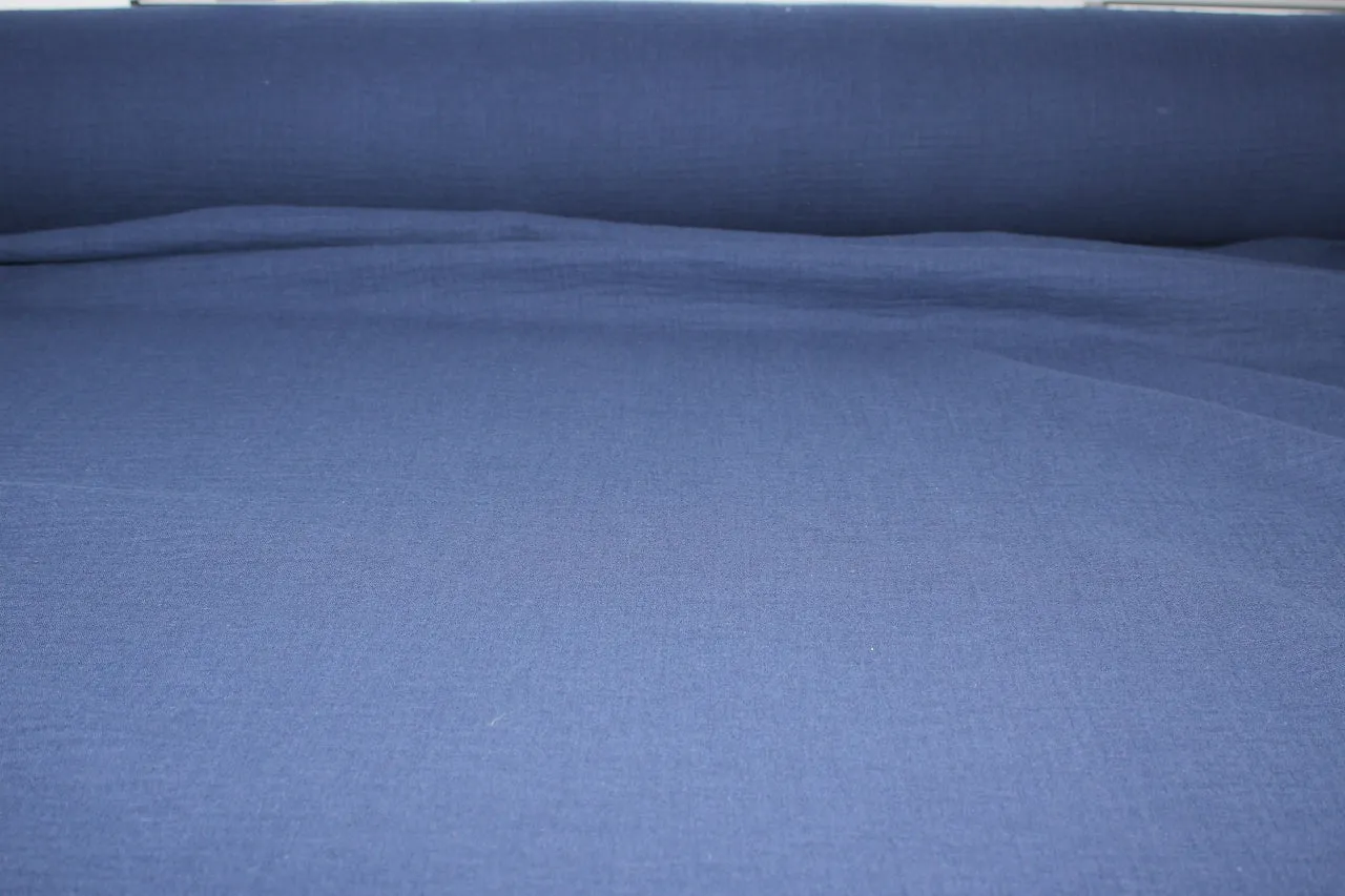Italian Cotton Gauze Double Cloth - Deep Navy Blue