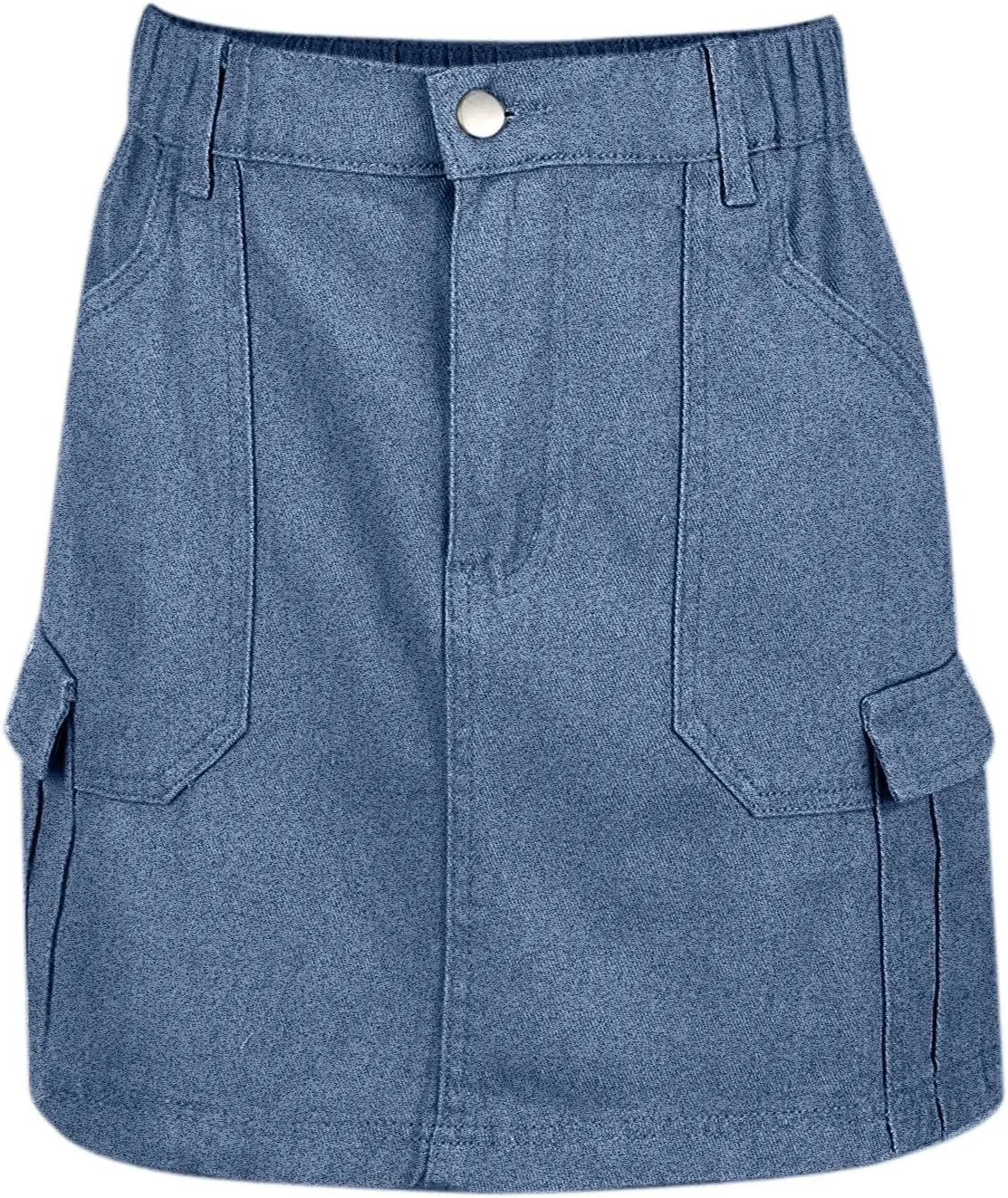 Jean Skirts for Women Denim High Waisted Trendy Stretchy Button Front Short Pencil Skirt with Patch