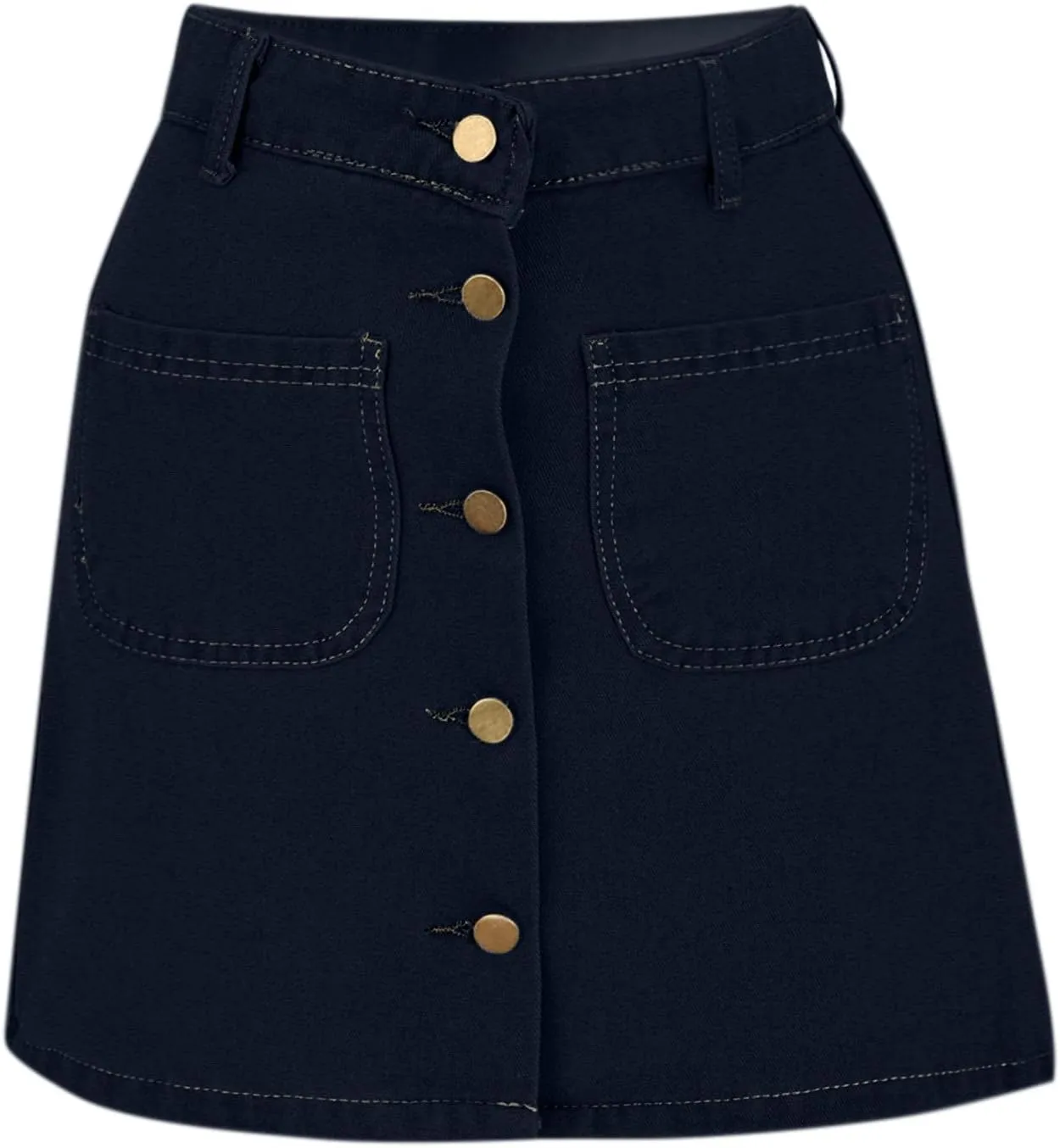 Jean Skirts for Women Denim High Waisted Trendy Stretchy Button Front Short Pencil Skirt with Patch